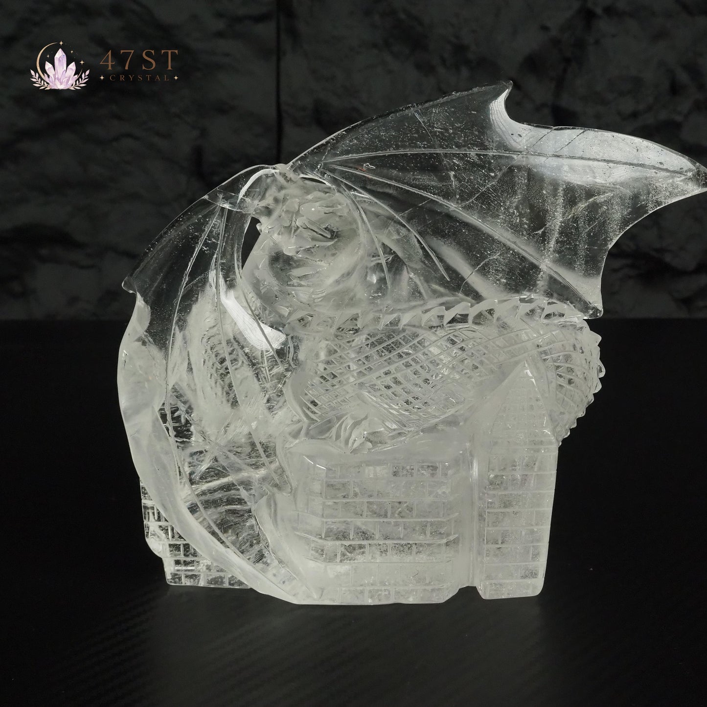 Clear Quartz Dragon Carving