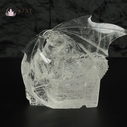 Clear Quartz Dragon Carving
