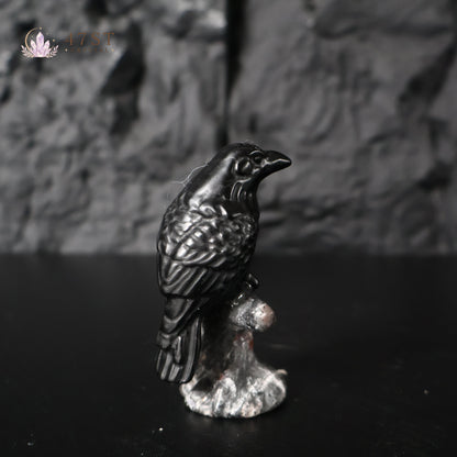 Obsidian Raven Carving