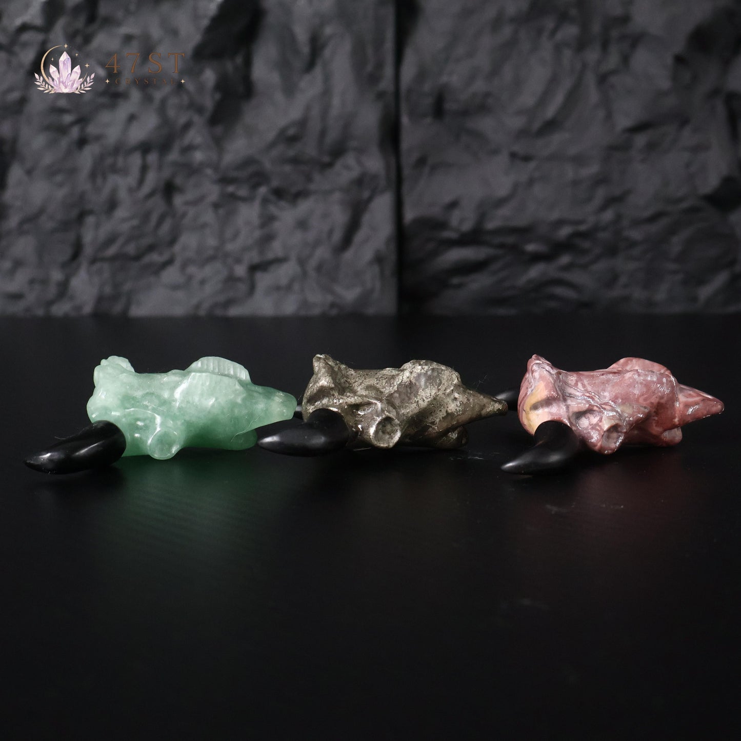 Crystal Bull Skull Carving