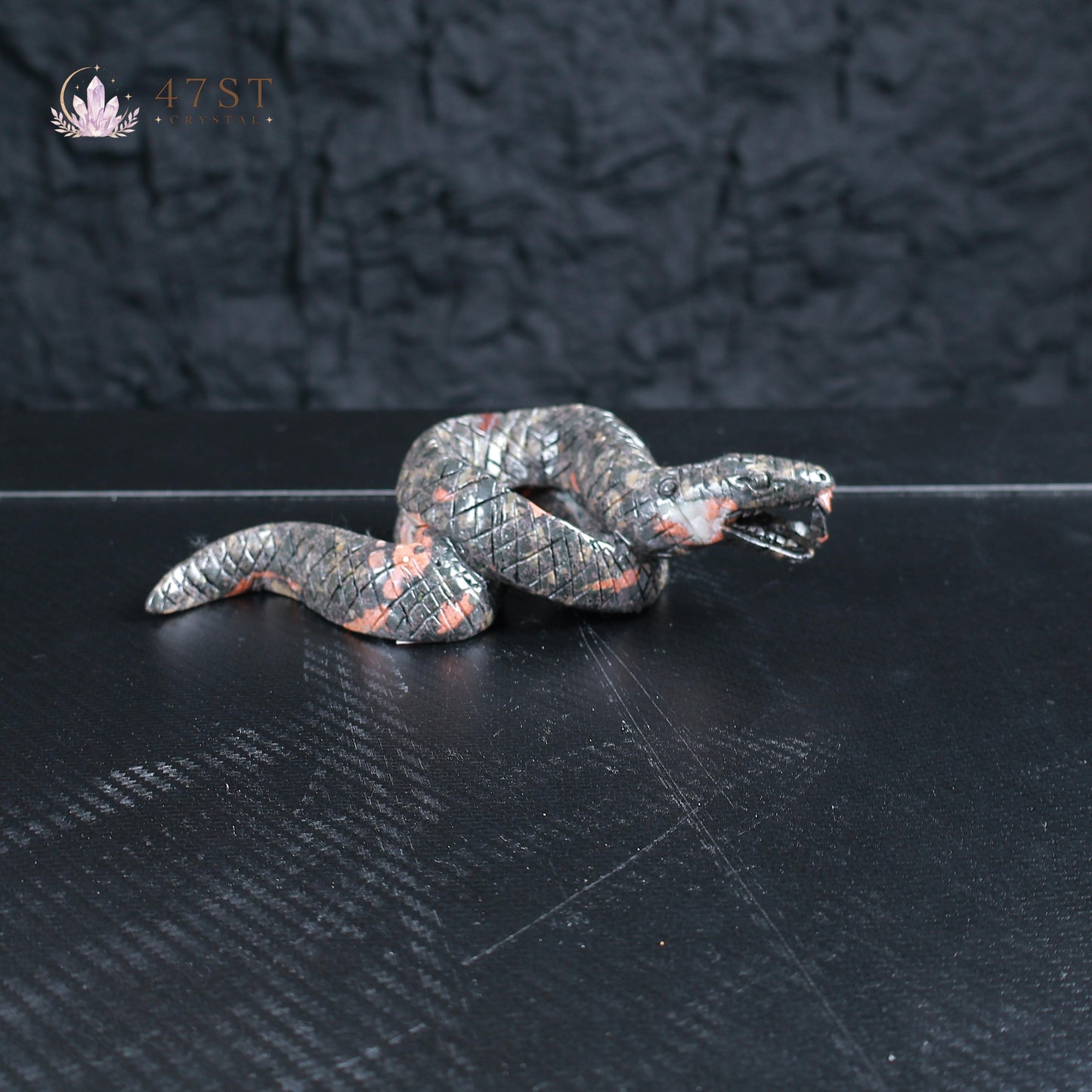 Plum Blossom Jasper Snake Carving