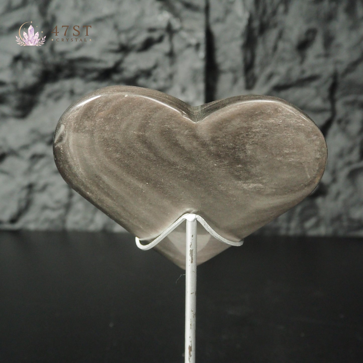 Silver Obsidian Heart