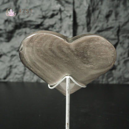 Silver Obsidian Heart