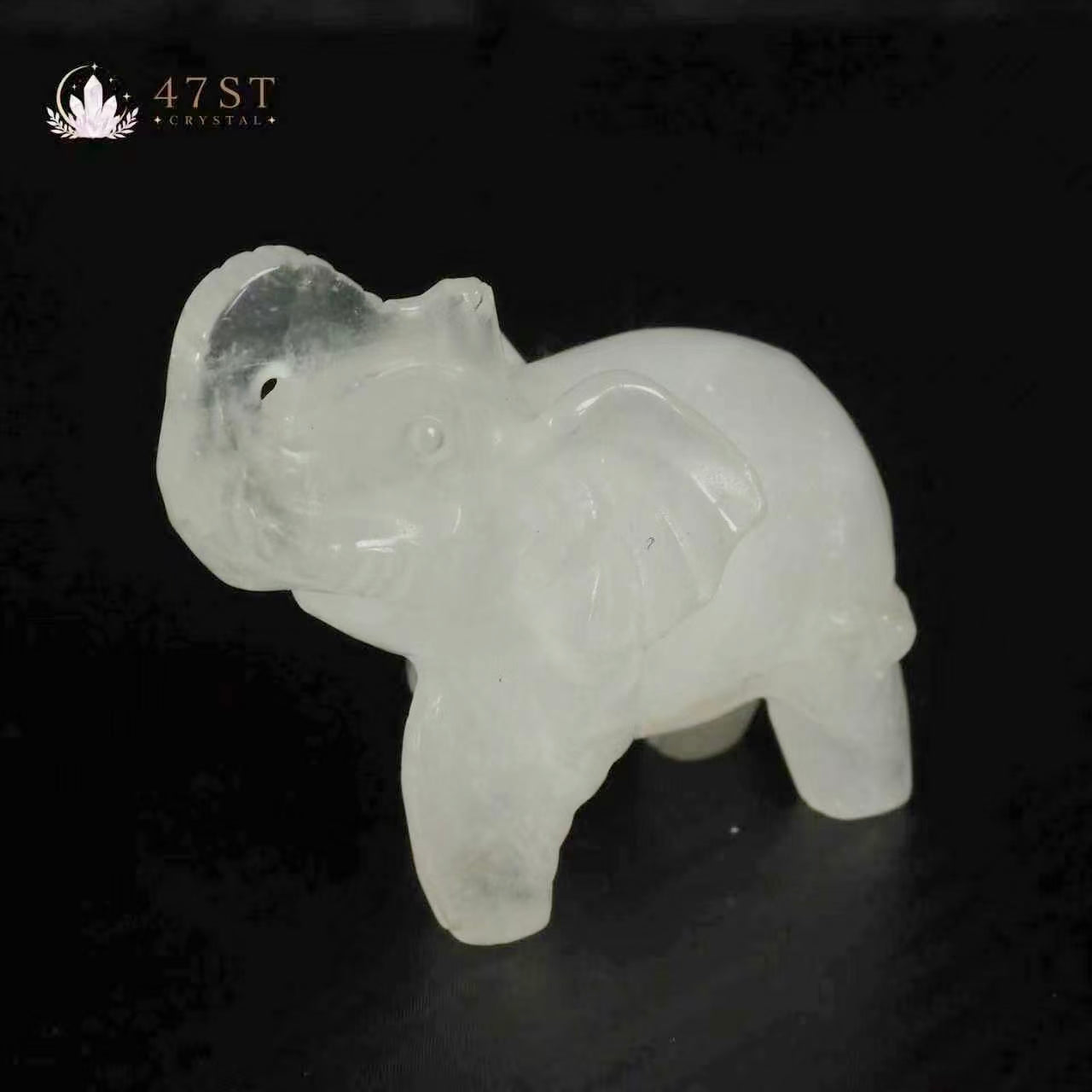 Clear Quartz Elephant Carving