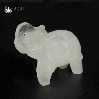 Clear Quartz Elephant Carving