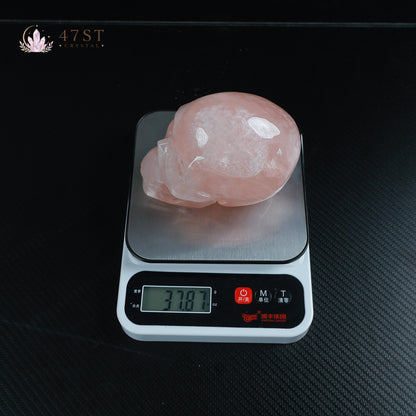 Rose Quartz Skull Carving