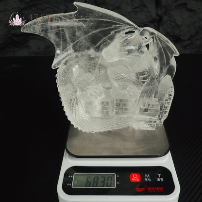 Clear Quartz Dragon Carving