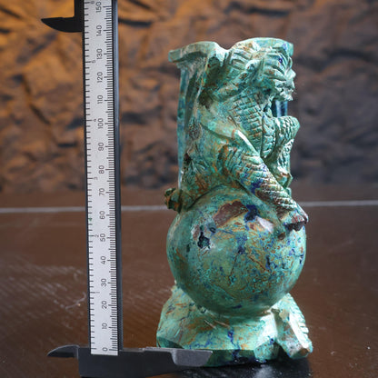 Azurite Dragon Crystal Carving