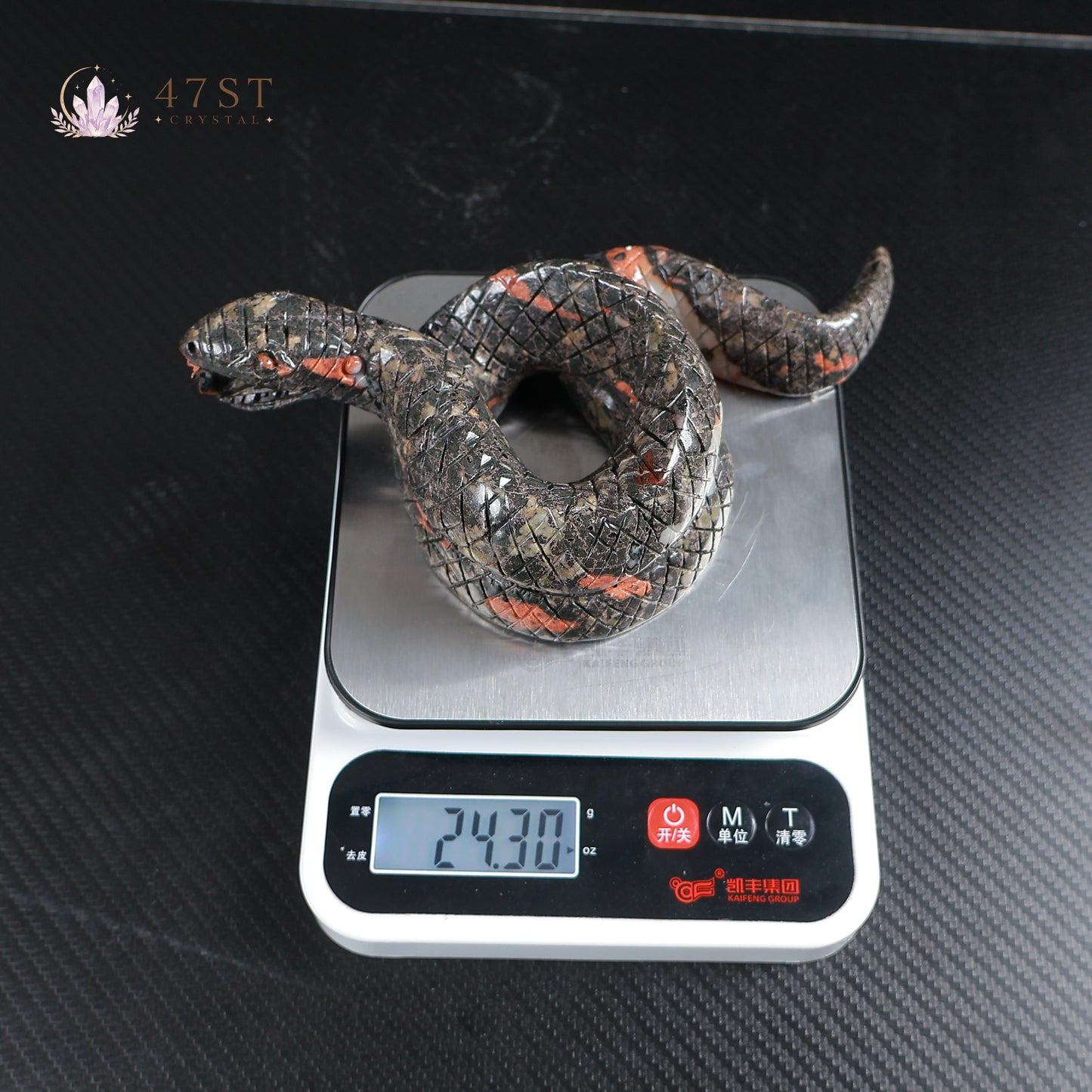 Plum Blossom Jasper Snake Carving