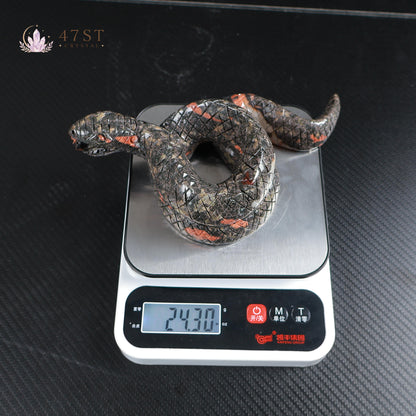 Plum Blossom Jasper Snake Carving