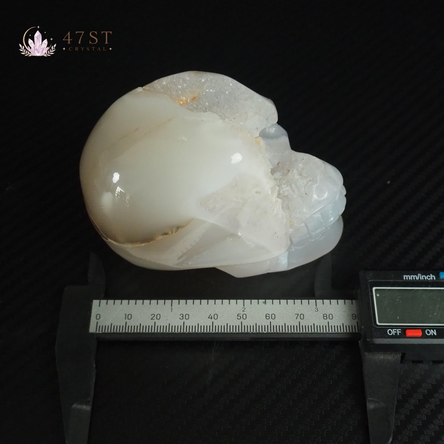 Agate Druzy Skull Carving