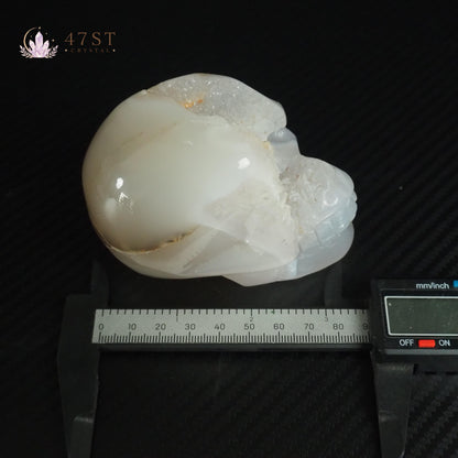 Agate Druzy Skull Carving