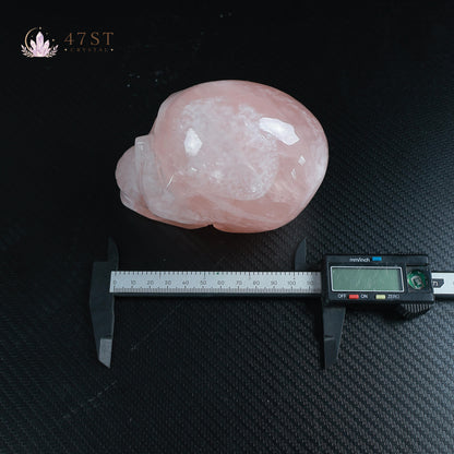 Rose Quartz Skull Carving