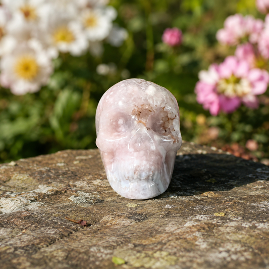 Pink Amethyst Skull Carving