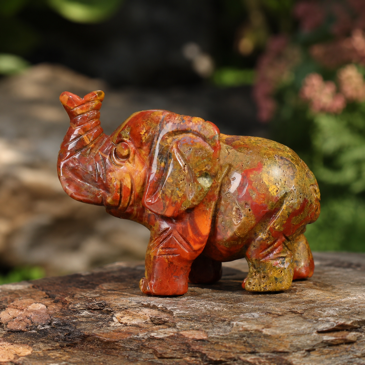 Ocean Jasper Elephant Carving