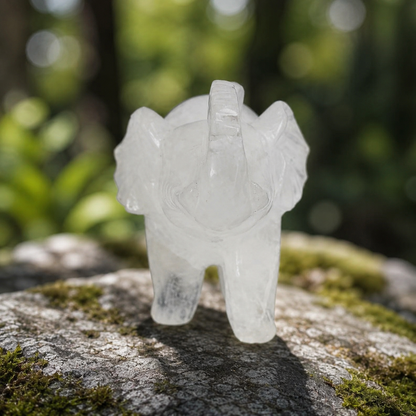 Clear Quartz Elephant Carving