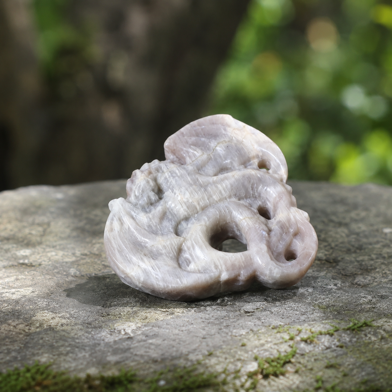 White Moonstone Pterosaur Carving