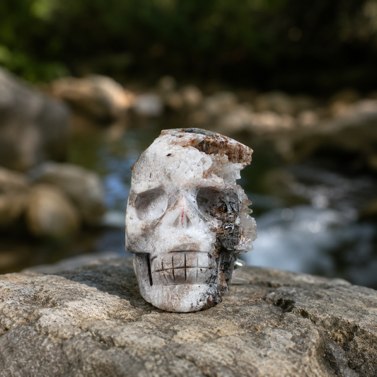 Clear Quartz Cluster Skull Carving