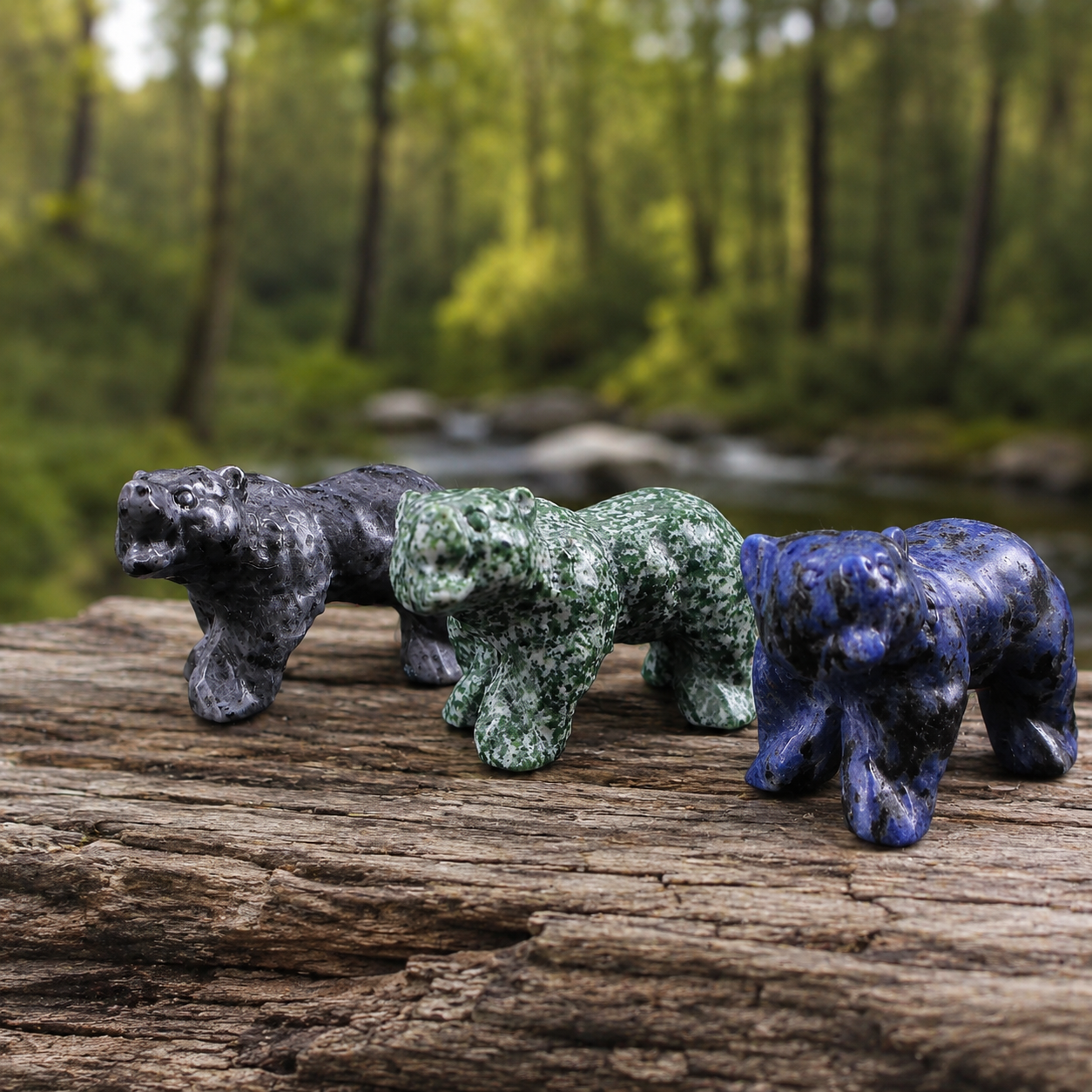 Multi-Stone Bear Carving