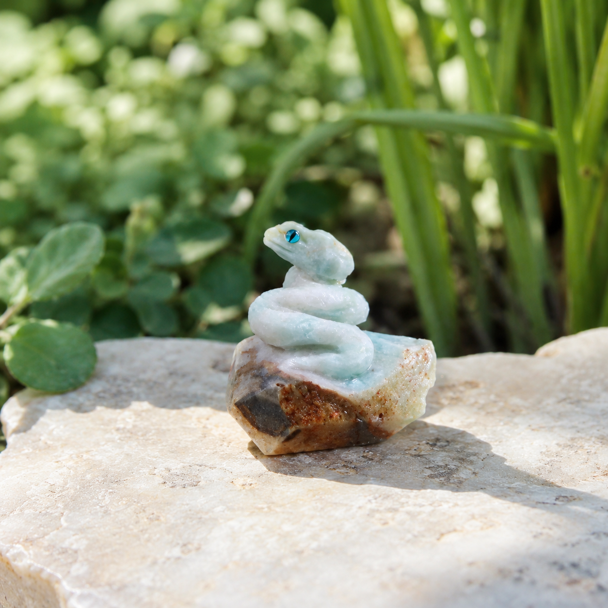 Caribbean Calcite Snake Carving