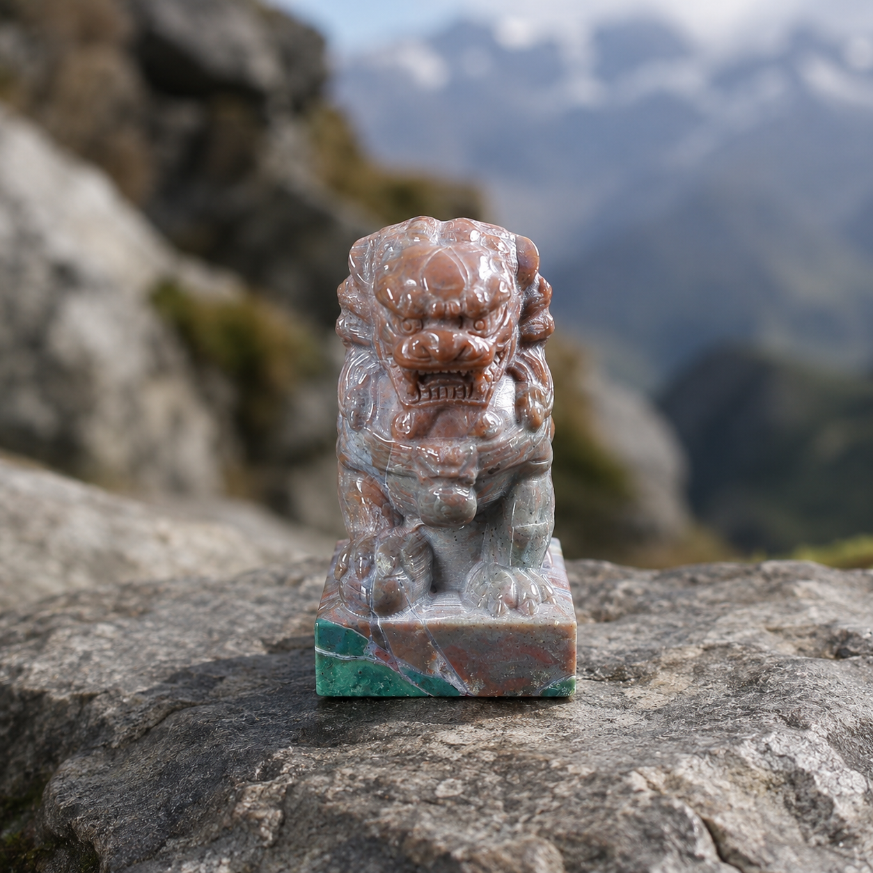 Ocean Jasper Foo Dog Seal Carving