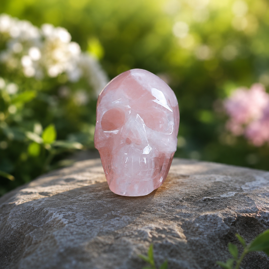 Rose Quartz Skull Carving