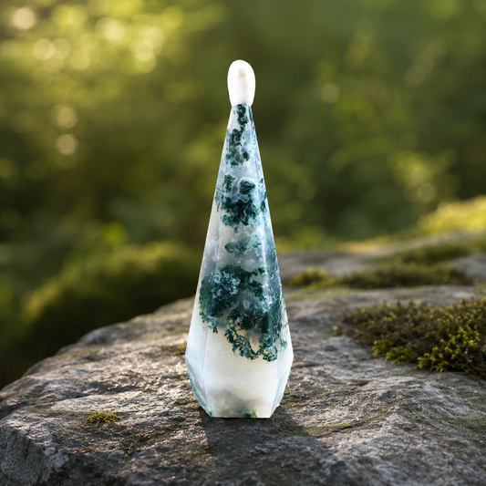 Moss Agate Diamond Carving
