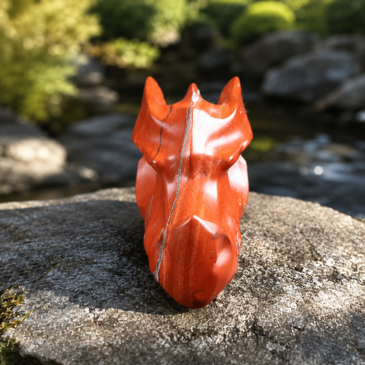 Red Jasper Dragon Head Carving