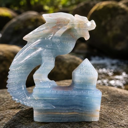 Blue Onyx Dragon Carving