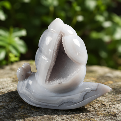 Druzy Agate Snail Carving