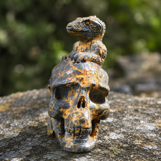 Realgar Lizard & Skull Carving