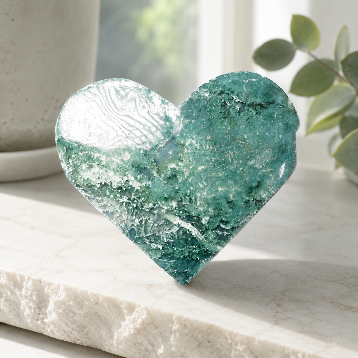 Moss Agate Heart