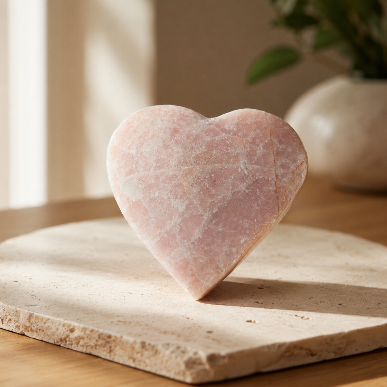 Pink Opal Heart Carving