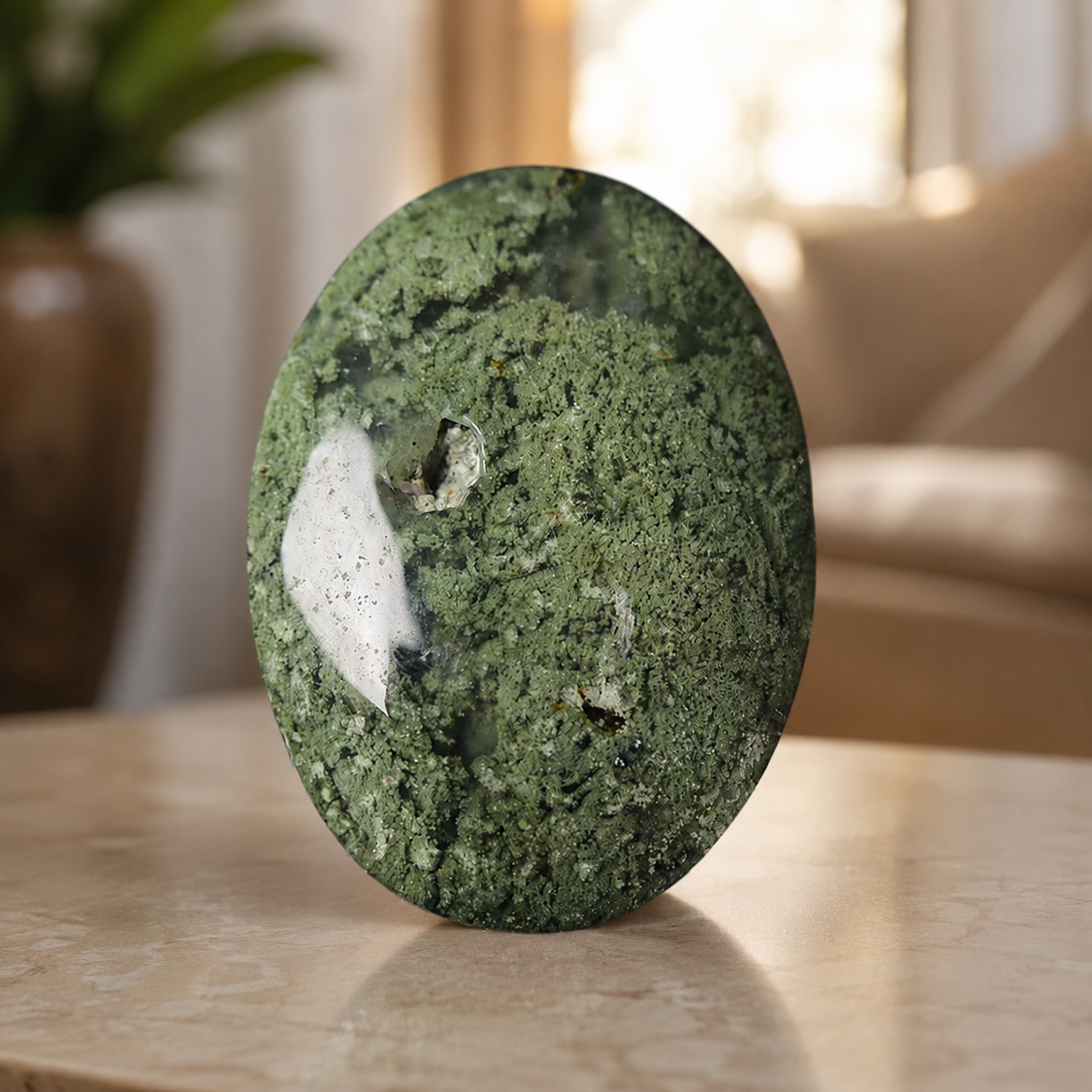 Moss Agate Palm Stone