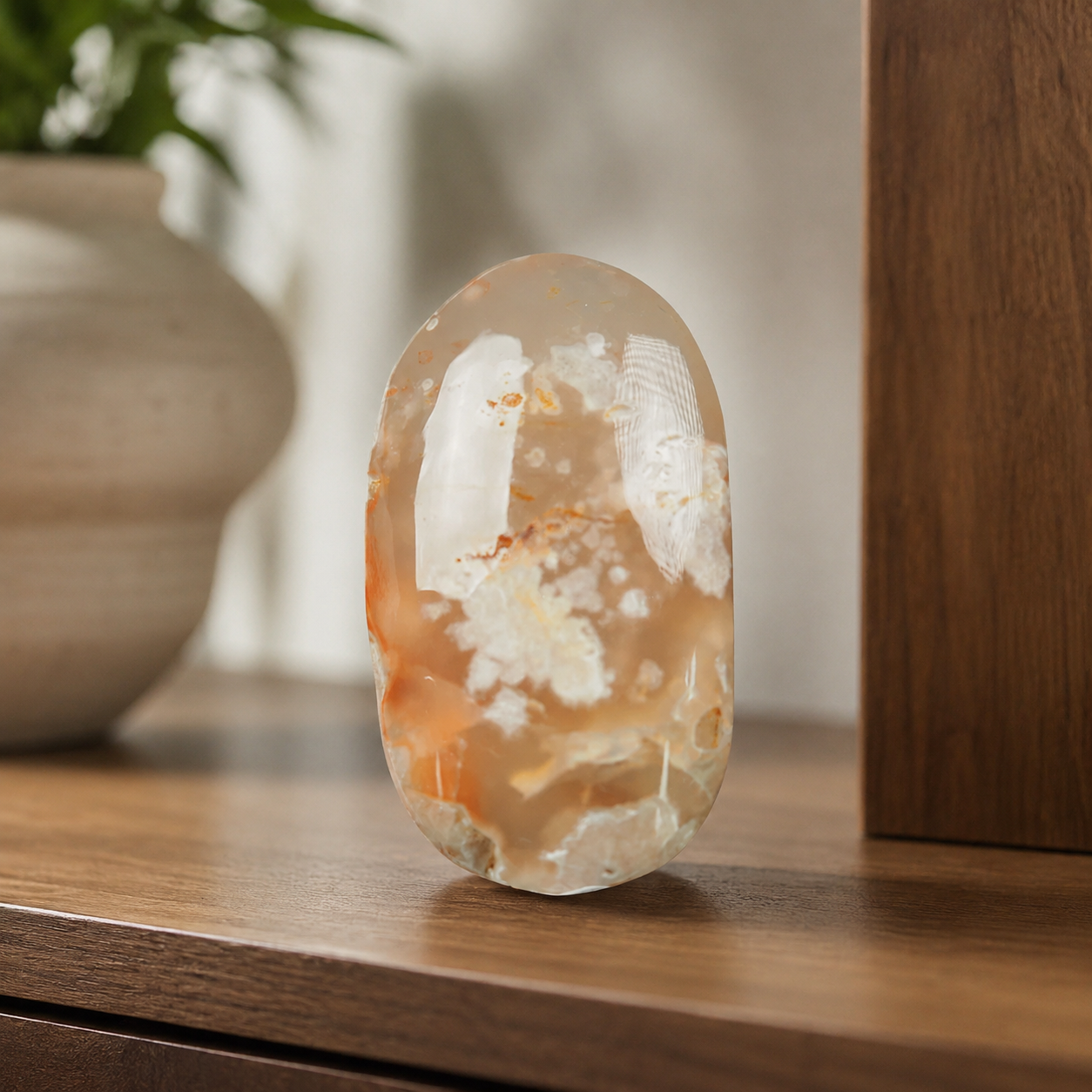 Flower Agate Palm Stone