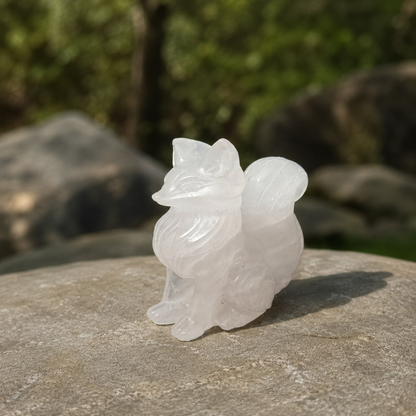 Rose Quartz Fox Carving