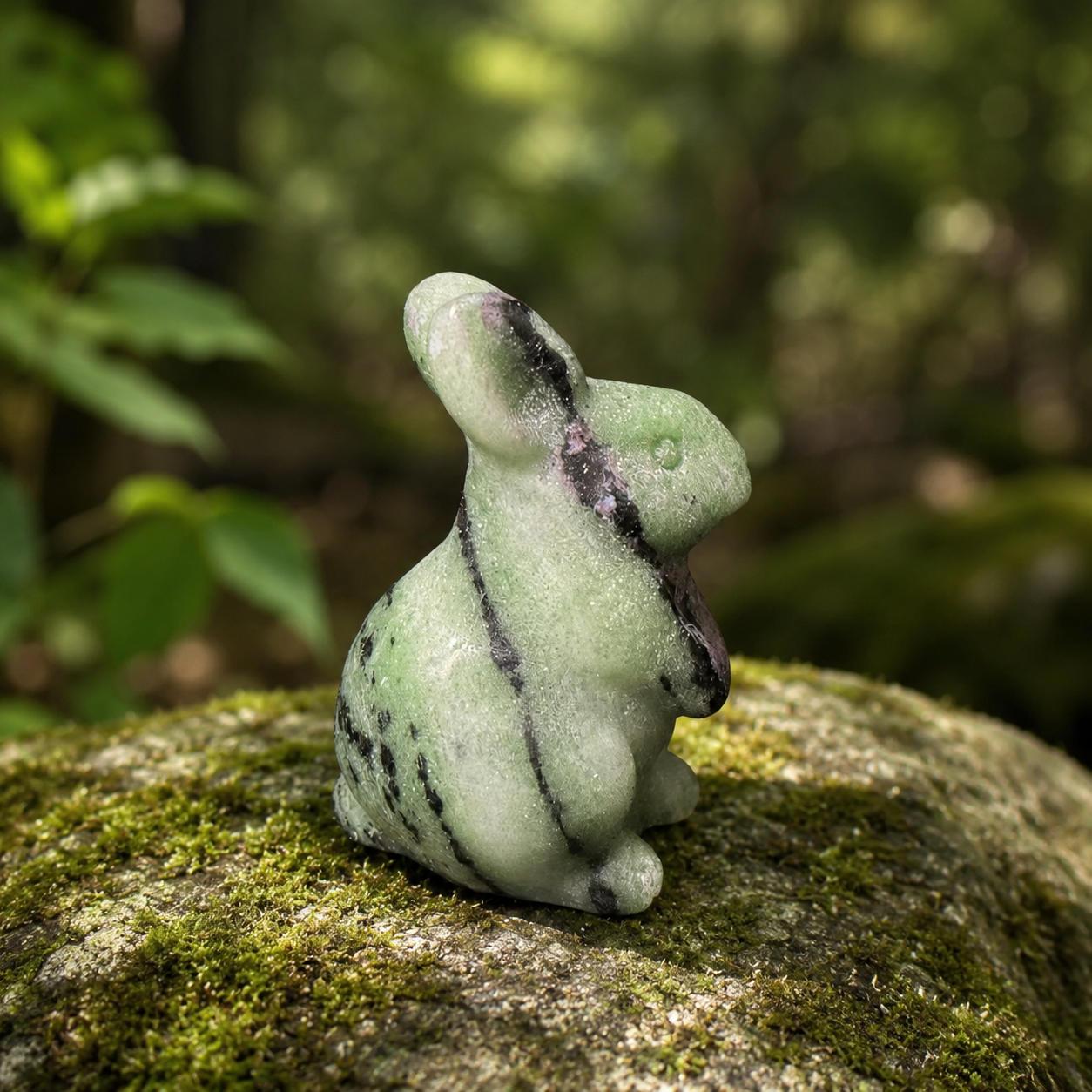 Ruby Fuchsite Rabbit Carving