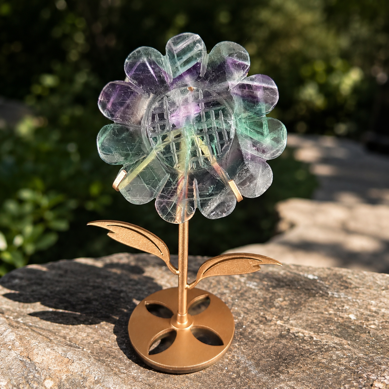 Fluorite Sunflower Crystal Sculpture