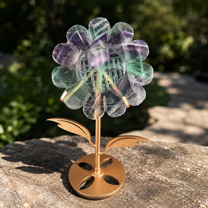Fluorite Sunflower Crystal Sculpture