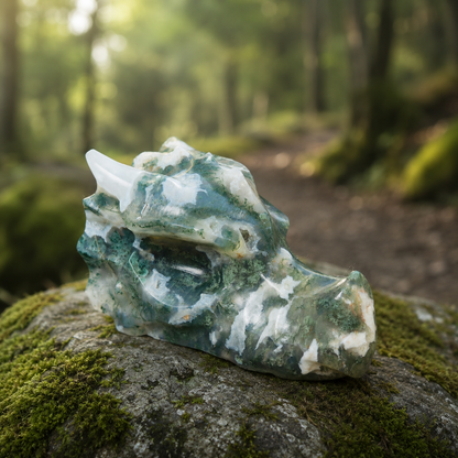 Moss Agate Dragon Head