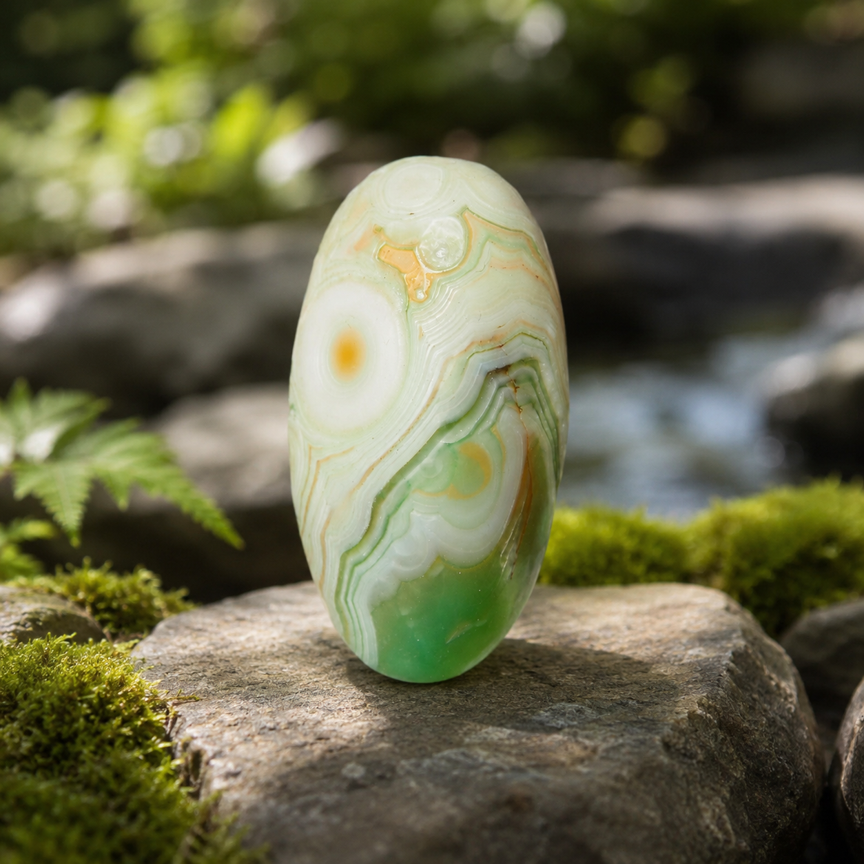 Green Sardonyx Palm Stone