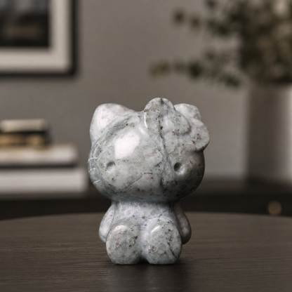 Grey Jade Hello Kitty Carving