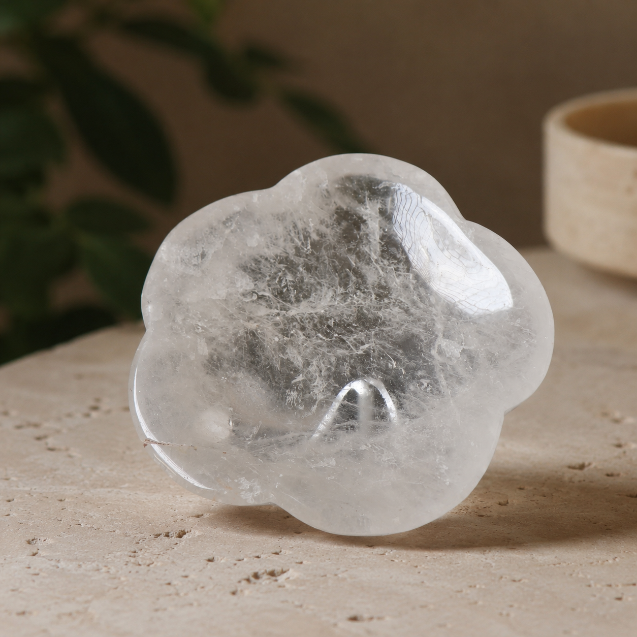 Clear Quartz Flower Bowl