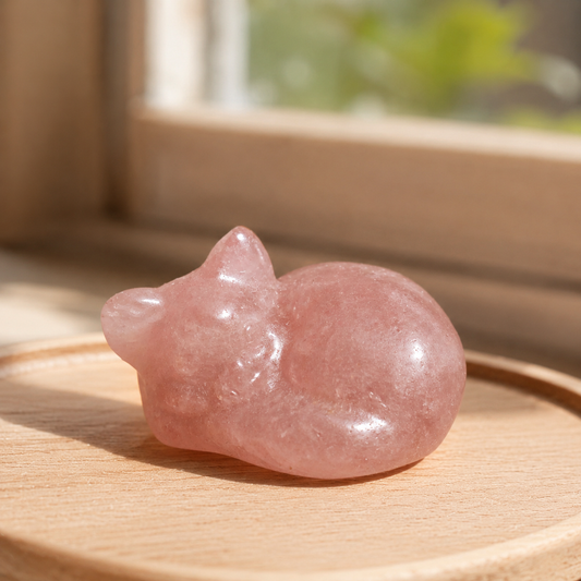 Strawberry Quartz Sleeping Cat