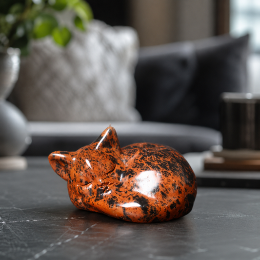 Red Obsidian Sleeping Cat