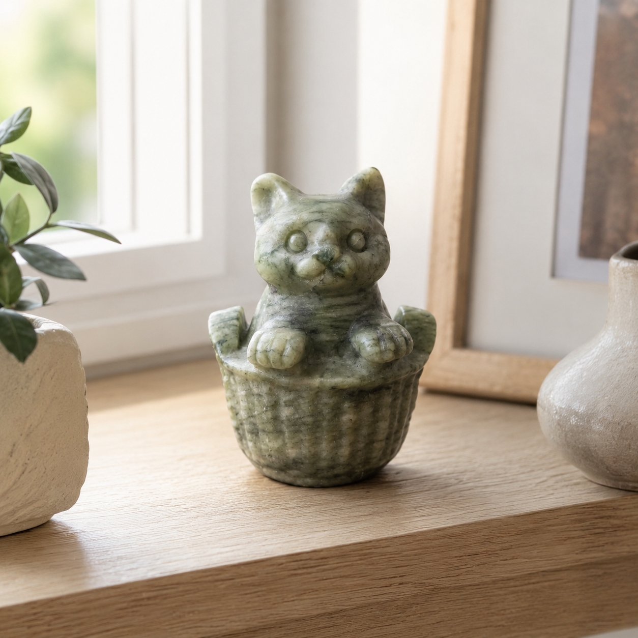 Serpentine Cat in Basket