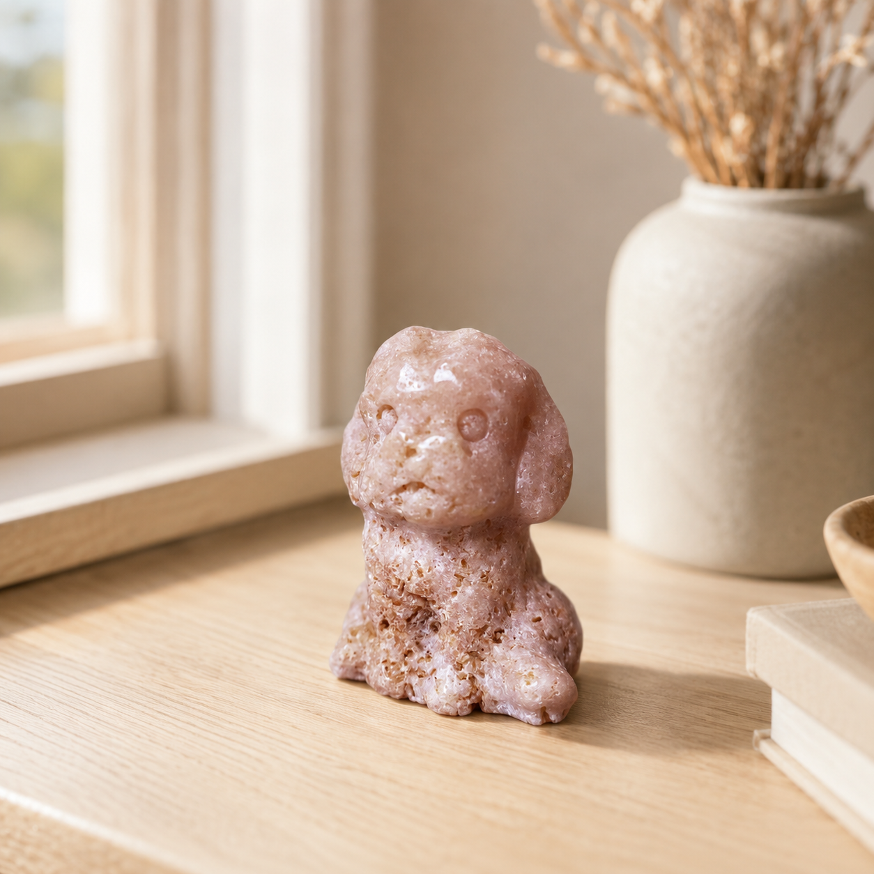 Pink Amethyst Dog Carving