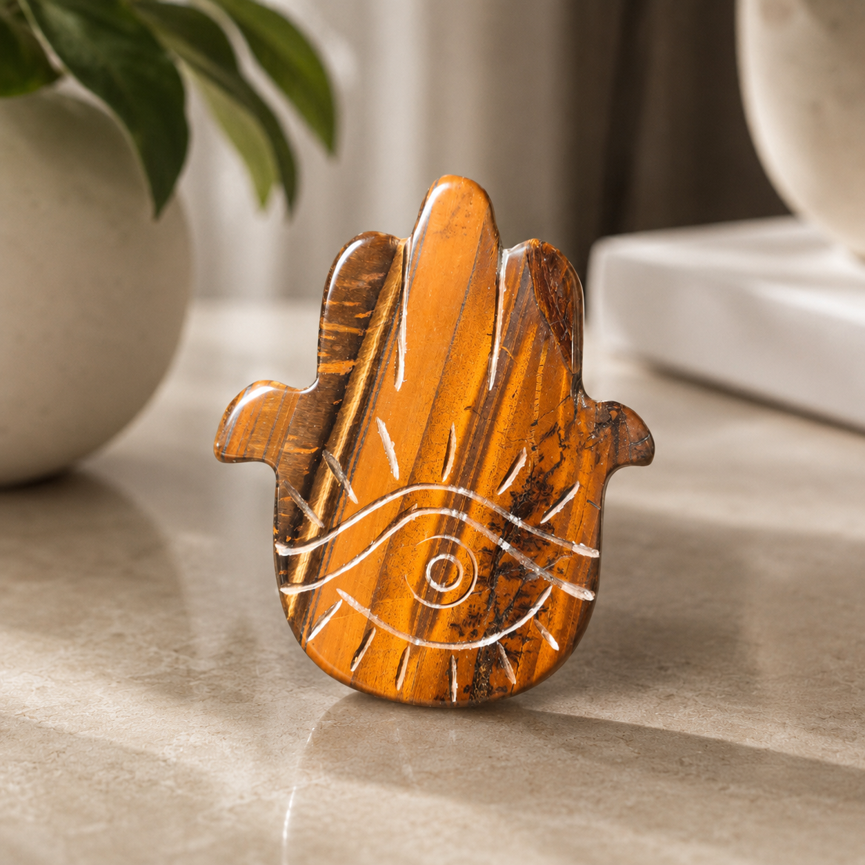 Tiger Eye Hamsa Hand