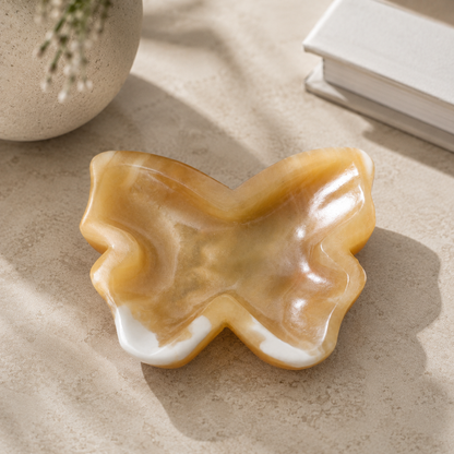 Orange Calcite Butterfly Bowl