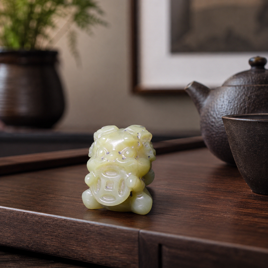Green Jade Lucky Tiger Carving